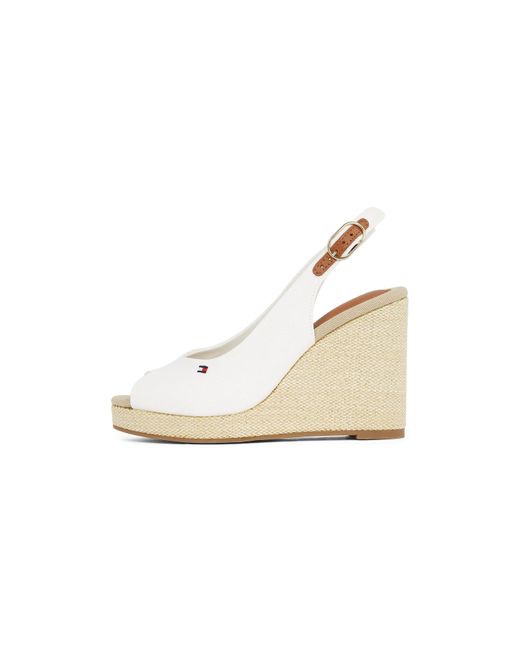 Tommy Hilfiger White Iconic Elena Sling Back Wedges