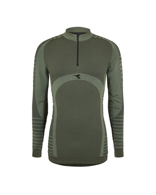 Diadora Green Quarter Zip Long Sleeve Fleece for men