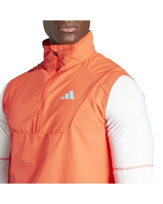 Adidas Orange Adizero Half-Zip Performance Vest for men