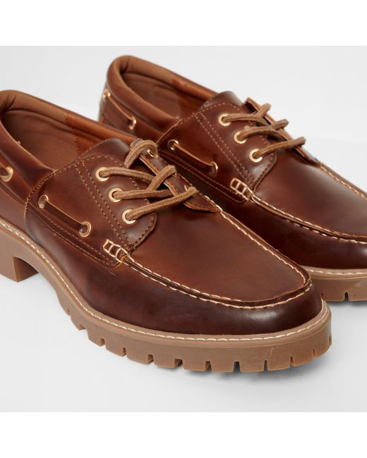 Threadbare Brown Chunky Boat Shoes for men
