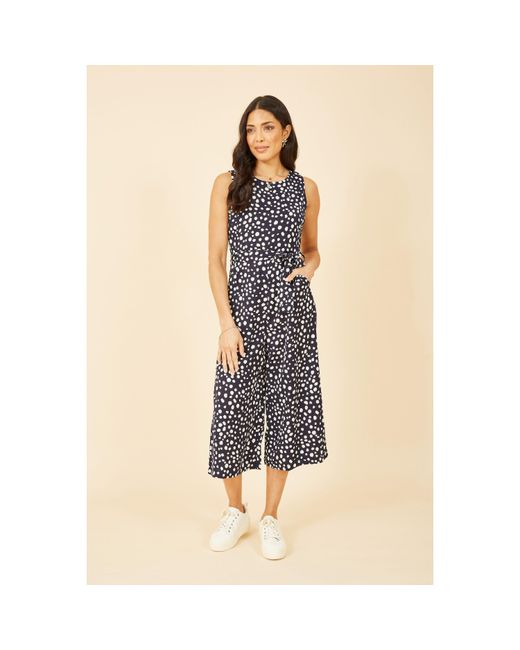Mela London Blue Blotch Print Culotte Jumpsuit