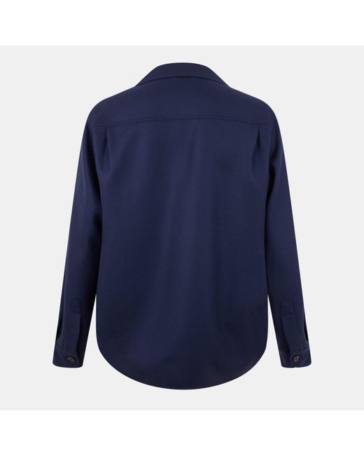 Brioni Blue Mother-Of-Pearl Button Natural Stretch Overshirt for men