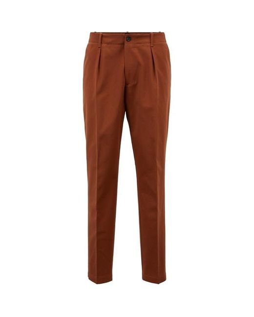HUGO S Kirio Pleats Slim Fit Trousers Medium Brown 36w / 32l for men