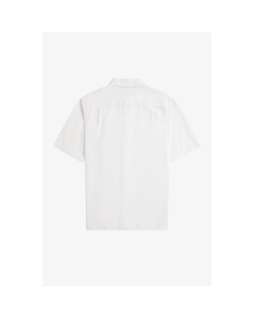 Fred Perry White Seersucker Short Sleeve Shirt for men