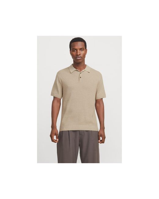 Jack & Jones Natural Jack & Jones Premium Knitted Polo for men