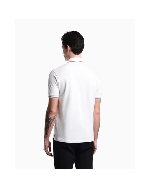 Emporio Armani White Short Sleeve Polo Shirt for men