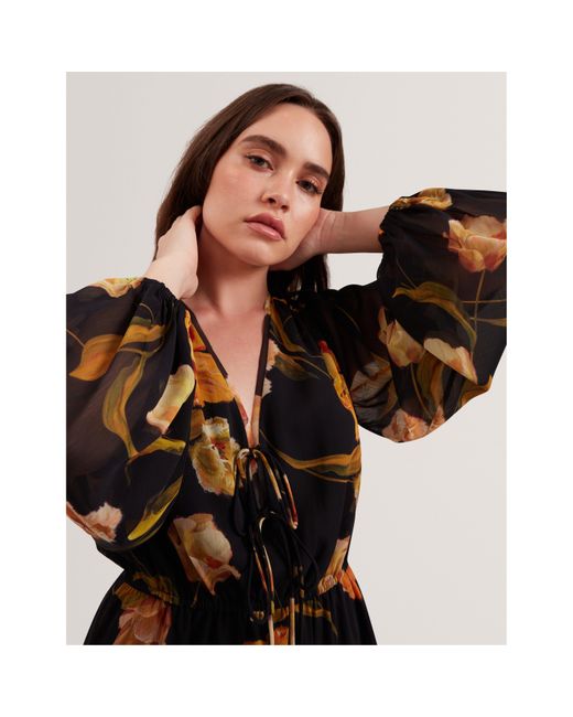 Ted Baker Black Plain Midi Tea Dress