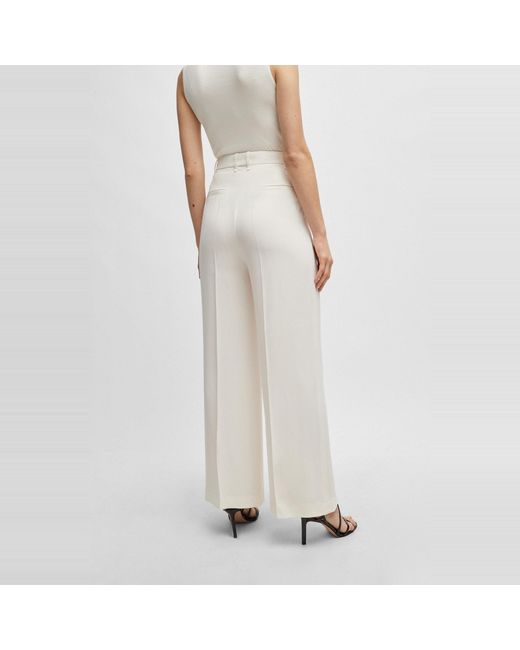 Boss White Tikela Straight Leg Trousers, Straight Leg Design