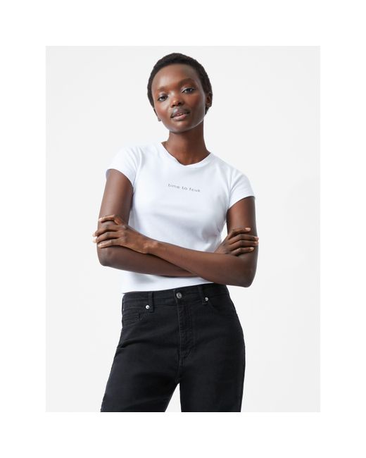 French Connection White Slogan T Shirt