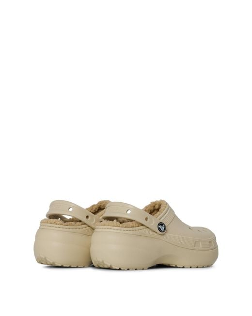 CROCSTM Natural Classic Platform Lined Mule Slippers