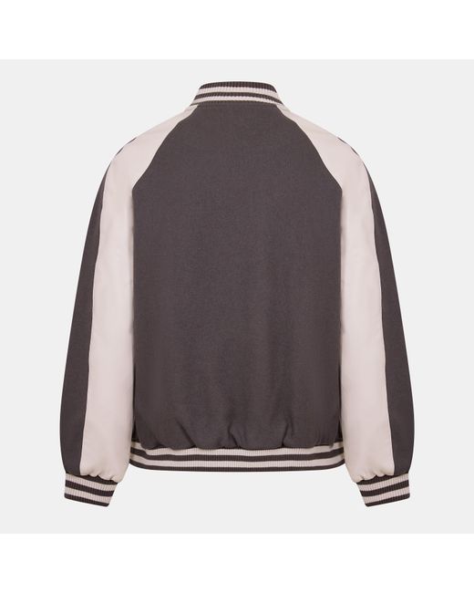 Represent Gray Metal Snap Button Varsity Jacket for men