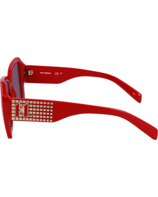 Karl Lagerfeld Red Uv Protection Rectangle Sunglasses