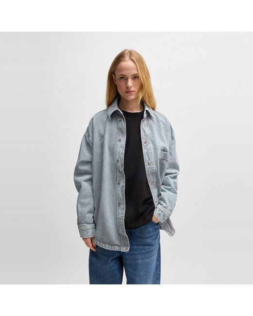 HUGO Blue Long-Sleeve Denim Shirt