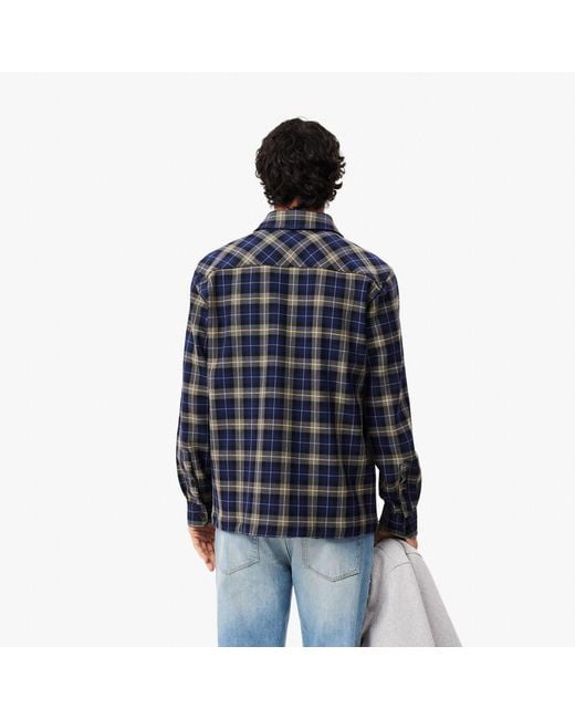 Lacoste Blue Oversize Checked Overshirt for men