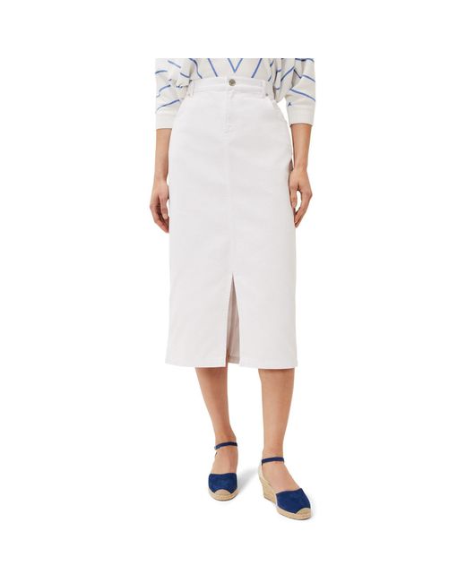 Phase Eight White Aubrey Denim Midi Skirt