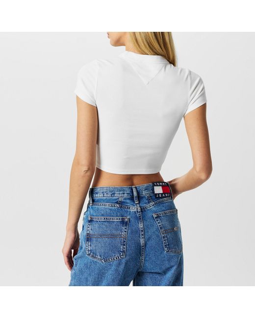 Tommy Hilfiger White Slim Script Crop Top