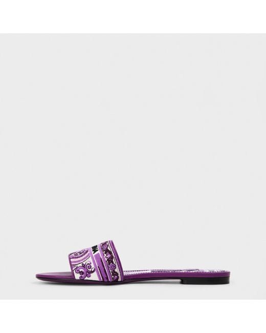 Dolce & Gabbana Pink Embroidered Majolica Logo Sandals