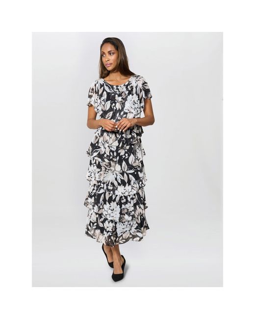 Gina Bacconi Multicolor Blossom Printed Midi Dress