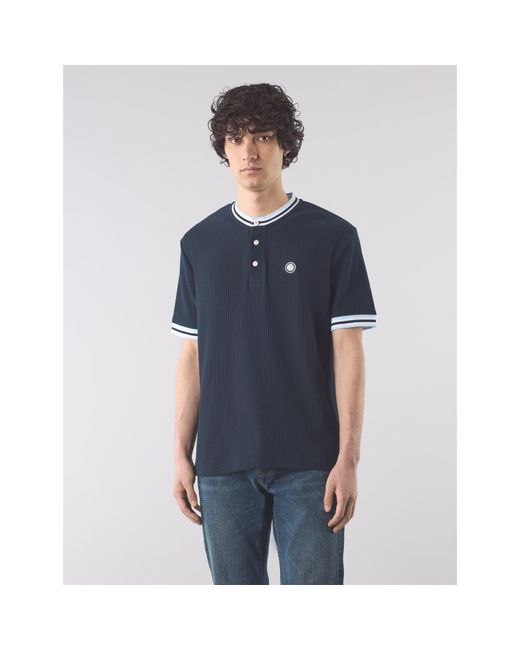 Pretty Green Blue Pg Cressa Grandad Regular Fit T-Shirt for men