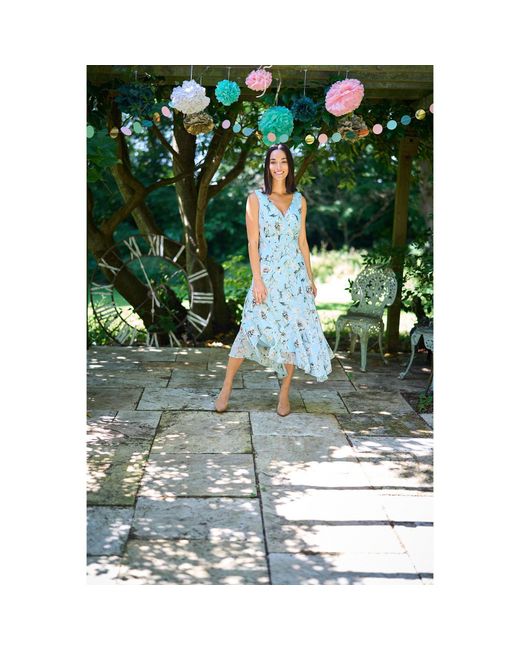 Gina Bacconi Blue Cressida Floral Print Chiffon Dress