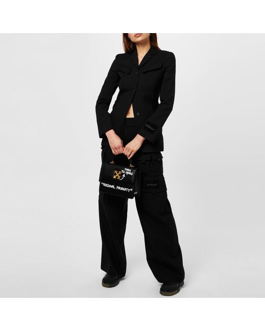 Off-White c/o Virgil Abloh Black Toy Box Belted Virgin Wool Long Sleeve Blazer