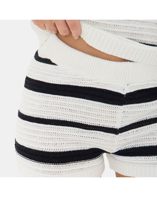 I Saw It First Blue Knitted Stripe Short