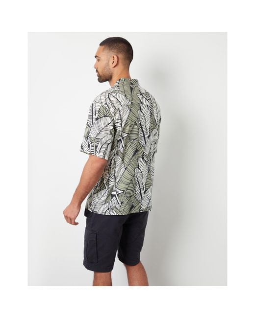 Threadbare Gray Short-Sleeve Patterned Shirt for men