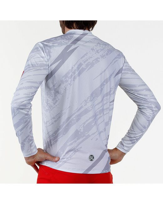 Bicycle Line Gray Ponente Upf 30+ V-Neck Long Sleeve Cycling Jersey for men