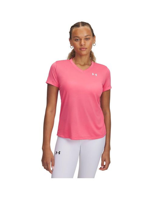 Under Armour Pink Tech V-Neck Short Sleeve Super
