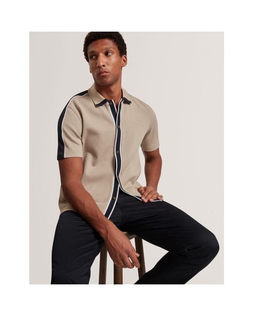 Ted Baker Natural Ted Ss Button Polo Sn64 for men
