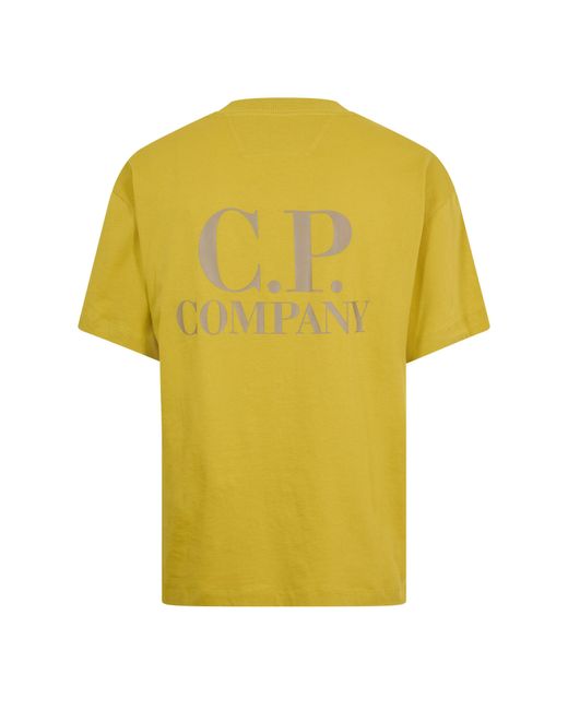 C P Company Yellow Double Logo Tee for men