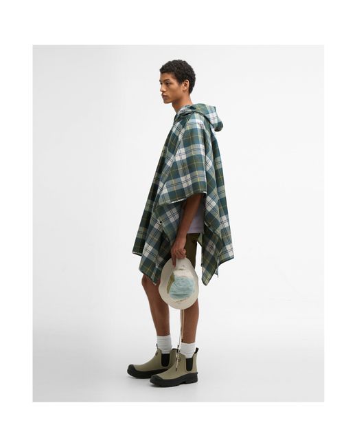 Barbour Green Tartan Water Resistant Hooded Poncho