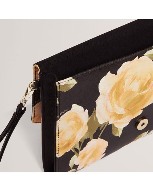 Ted Baker Metallic Rose Print Envelope Clutch Bag