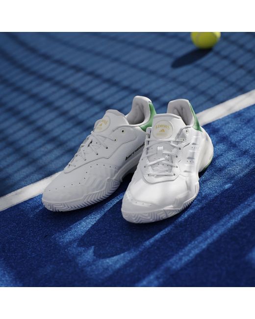 Adidas White Barricade 13 Leather Tennis Shoes for men