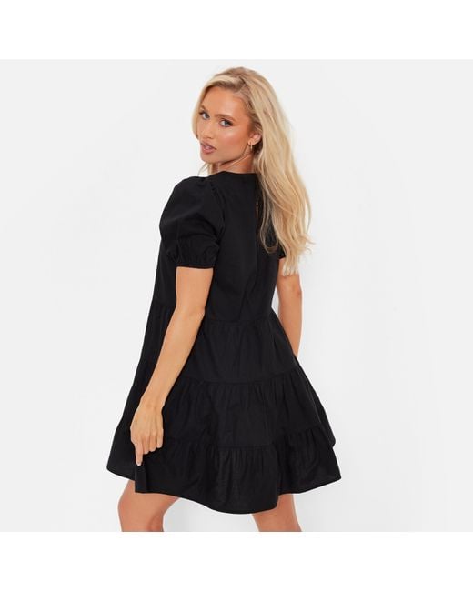 I Saw It First Black Isawitfirst Puff Sleeve Tiered Smock Dress