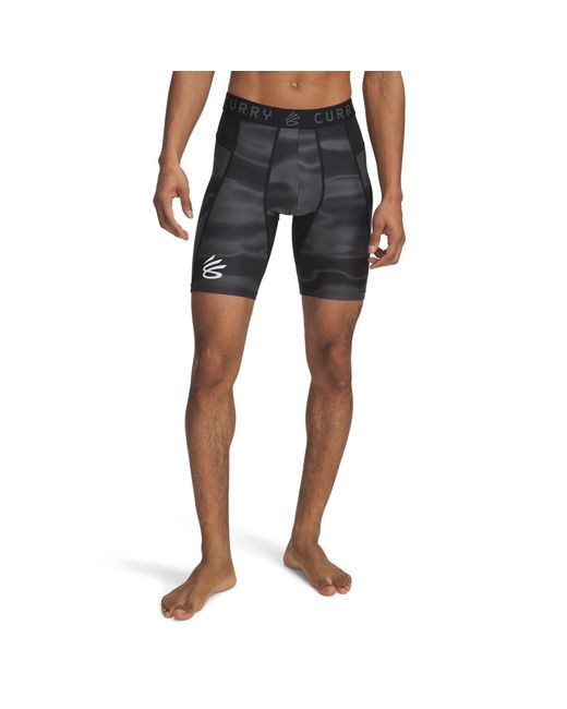 Under Armour Blue Curry Heatgear Printed 9" Shorts Castlerock for men