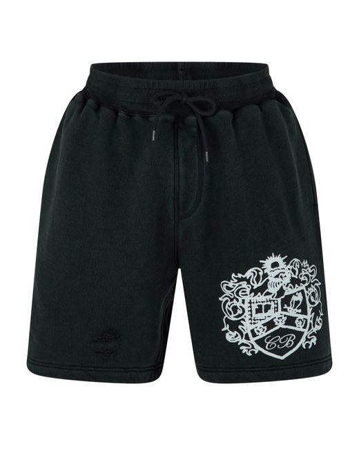 Cole Buxton Black Collegiate Fleece Jogger Shorts for men