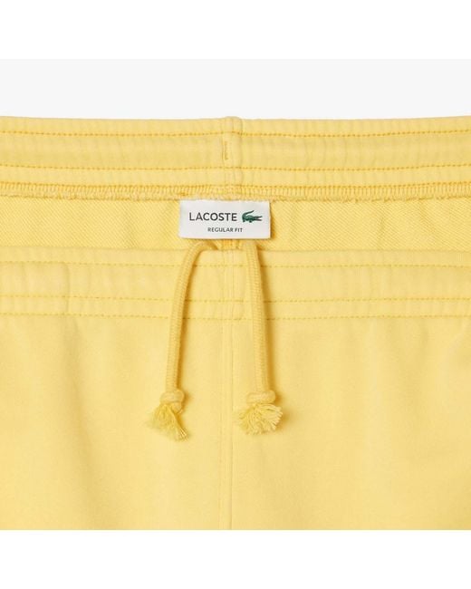 Lacoste Yellow Washed Effect Printed Fleece Shorts for men