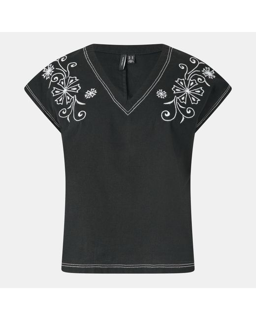 Vero Moda Black Dakota Short-Sleeve Blouse