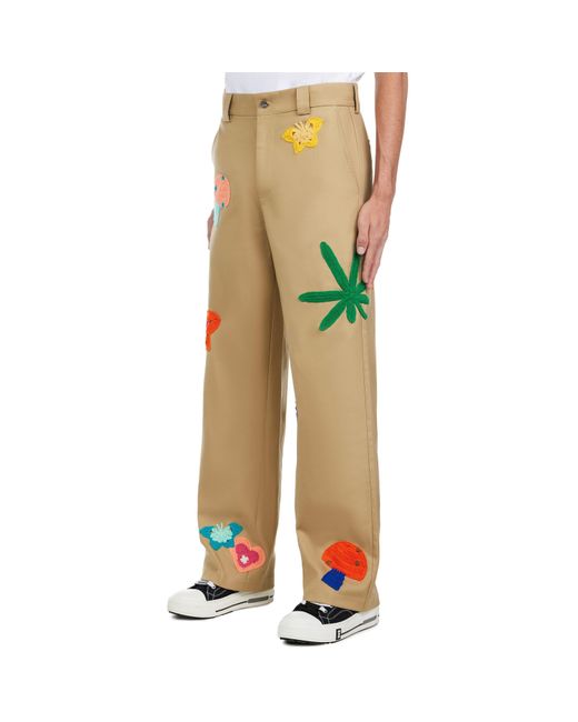 NAHMIAS Yellow Patch Work Relaxed Fit Straight Leg Trousers for men