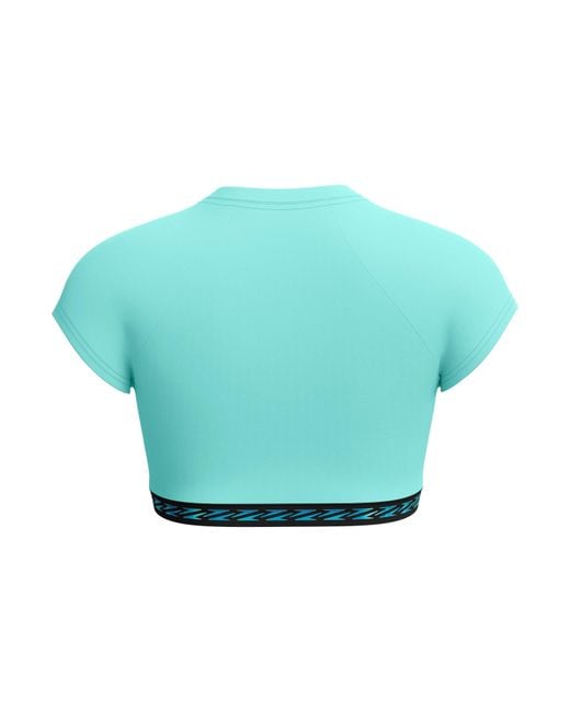 Speedo Blue Solid Logo Elastic Crop Top