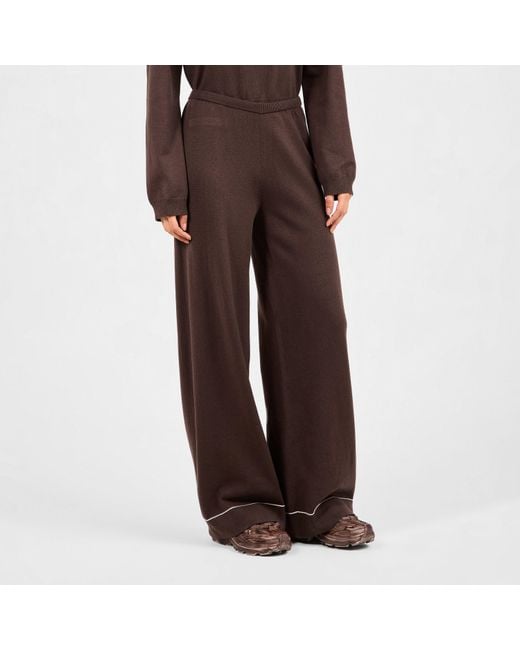 The Couture Club Brown Knitted Panel Trousers