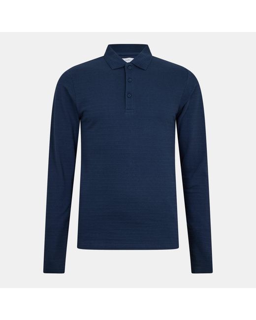 Peter Werth Blue Albery Long Sleeve Polo Shirt for men
