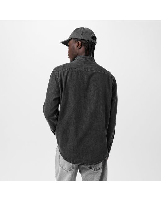 Calvin Klein Black Long Sleeve Denim Shirt for men