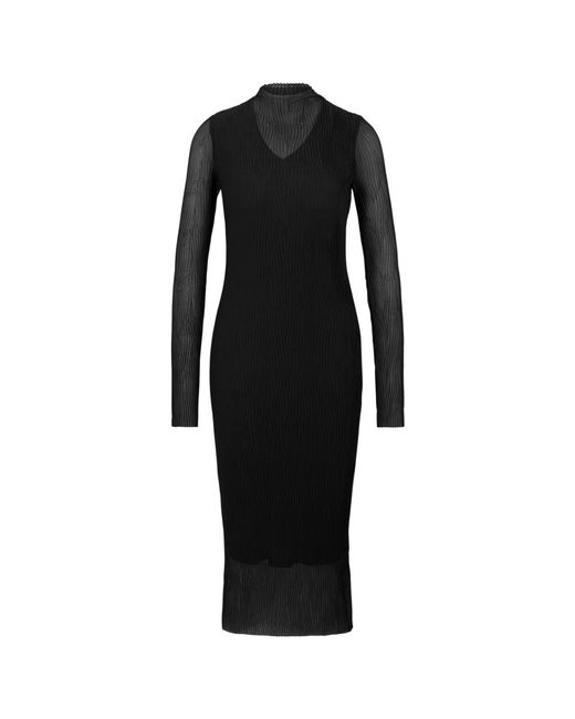 Boss Black Eviba Mesh Long Sleeve Funnel Neck Bodycon Dress