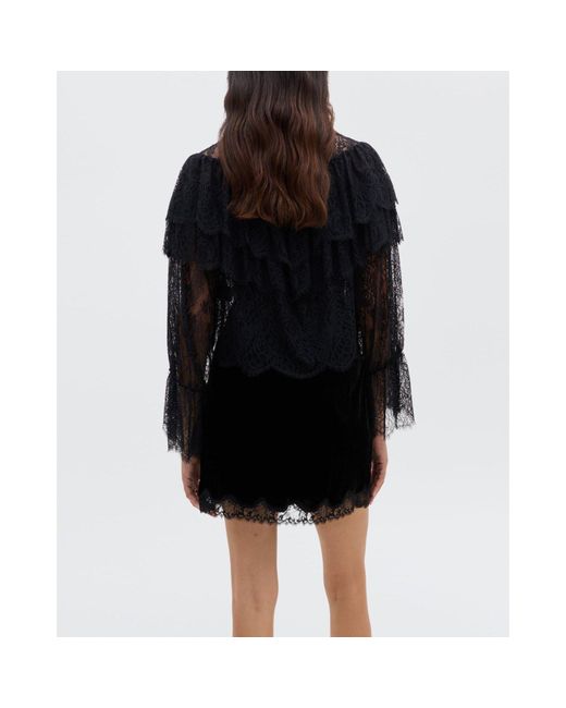 Rixo Black Faryn Long Sleeve Blouse