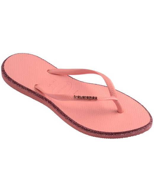 Havaianas Red Slim Point Glitter Flip Flops