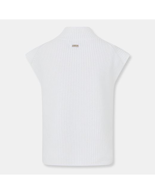 Barbour White Clara Crew Neck Jumper
