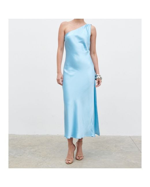 Pretty Lavish Blue Sheree One Shoulder Scarf Long Maxi Dress