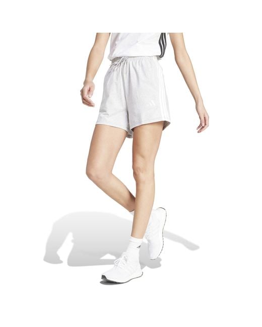 Adidas Gray Essentials 3 Stripe Shorts